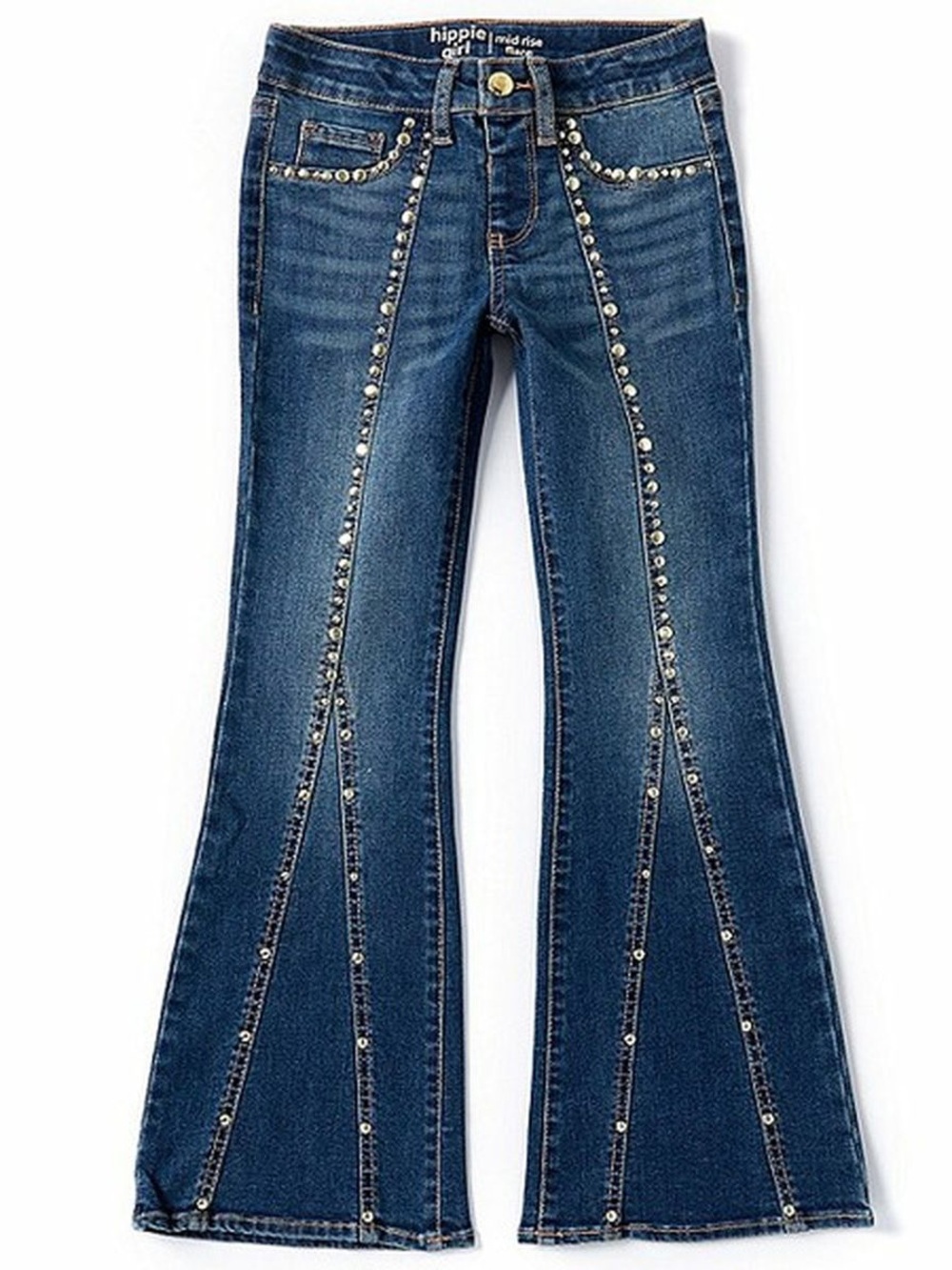 Hippie Girl Studded Seam Flared Jean